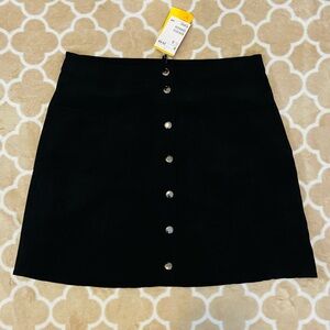 Black Button Front A line Skirt